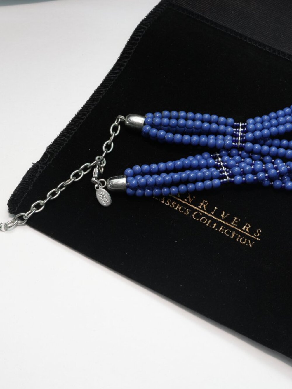 Joan Rivers Starlet Faux Lapis Blue Flower Necklace Classic Collection New w Box - Picture 5 of 5